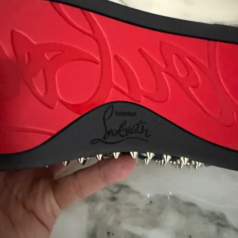 Christian Louboutin 3240804 Women's Vieira Night Spikes Black Sneakers, EU 39.5